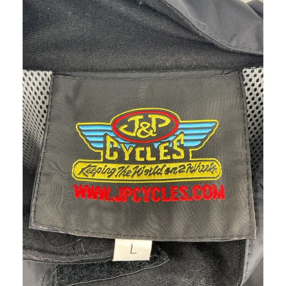 J&P Cycles Black Mesh Lined Full Zip Reflective Rain Jacket Coat Unisex Size L‎ - Picture 2 of 4
